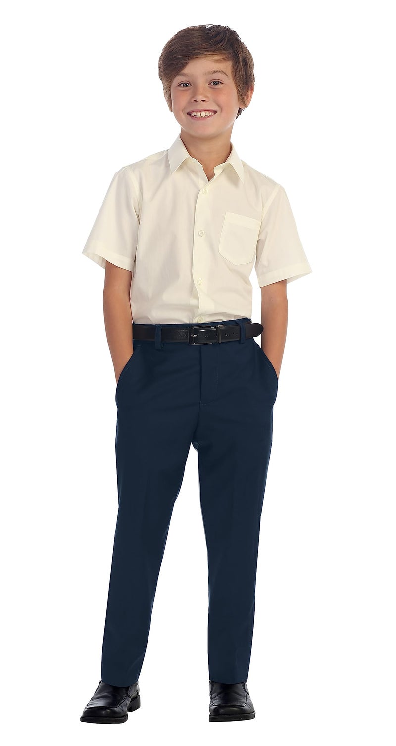 Gioberti Boys Flat Front Dress Pants, Navy, 14 - Image 2